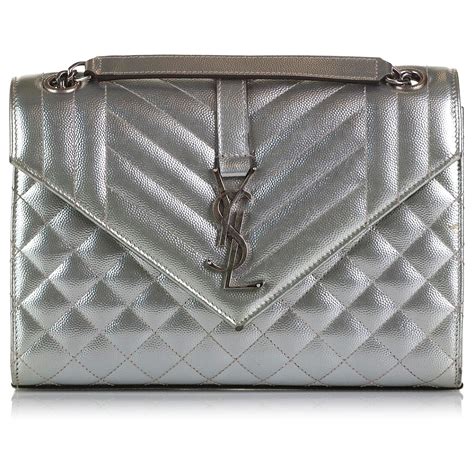 silver ysl handbag|ysl silver chain bag.